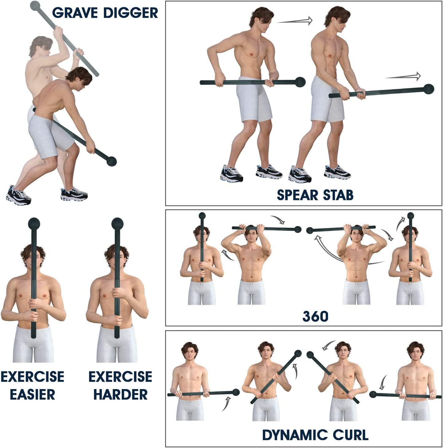 Steel Mace Bell for Strength Training, Shoulder, Grips & Forearms Workouts - Weight Available: 5, 7, 10, 15, 20, 25, 30 Lbs